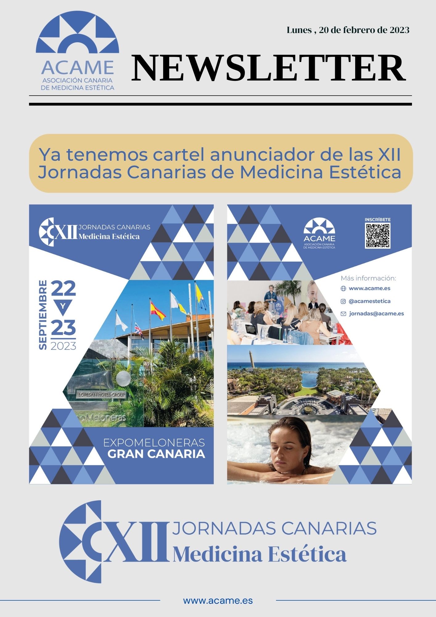 Ya tenemos cartel anunciador de las XII Jornadas Canarias de Medicina Estética
